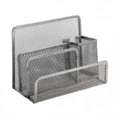 Подставка для канцелярских мелочей 4 отделения сетка металл серая 548714