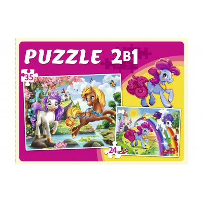 10. МАКСИ-ПАЗЛЫ 2 в 1. ЗАБАВНЫЕ ПОНИ (24 и 35 эл.) (Арт. П-5414)