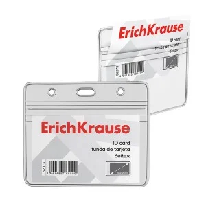 Бейдж горизонтальный 1шт без ленты ErichKrause 95х58 мм, прозрачный Разбор62073