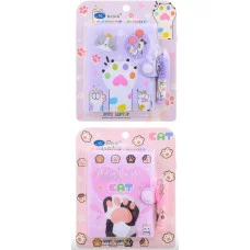 Набор подарочный канцелярский детский "КОШКИНЫ ЛАПКИ" блокнот на кнопке 103*8 см+мини ручка МС7061