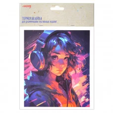 Термонаклейка для декорирования текстильных изделий "Music Girl" 15,9x18 см, в пластиковом пакете с подвесом 8002440