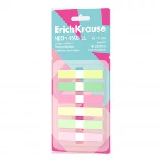 Клейкие закладки пластиковые ErichKrause Neon+Pastel, 45х8 мм, 120 листов, 6 цветов 63666