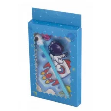 Подарочный блокнот в футляре 13,0 см * 18,0 см, гребень, Alingar, ламинация, эффект 3D, ручка, 48 л., клетка, "Космос" AL11759