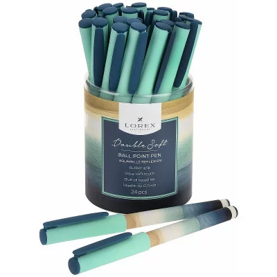 Ручка маслян. LOREX AQUARELLE REFLEXION DOUBLE SOFT синий 0,7 мм кругл. корп. ultra-soft touch грип игольчатый наконечник 220952