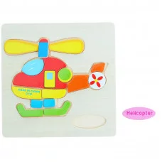 Пазл-вкладыш на деревянном основании "Вертолёт", 15 элементов 1101927
