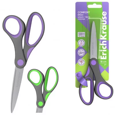 Ножницы ErichKrause Comfort, 18см, ассорти  35110