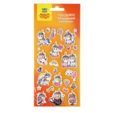 Наклейки объемные Мульти-Пульти "Единорожки", 10*22см, 26 наклеек, инд. уп., европодвес 329647