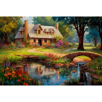 Алмаз мозаика (клас.) 30х40 см, с подр., с полн. заполн. (30цв) Домик в лесу (Арт. НД-0400)