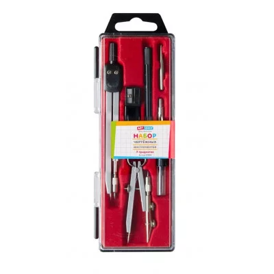 Готовальня ArtSpace, 7 предметов, циркуль 135мм, пластиковый футляр 227868