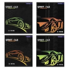 Тетрадь 36 л., А5, клетка, Alingar "Sport car", скрепка, второй блок 60г/м2,  мелованный картон (стандарт) т/у AL9900