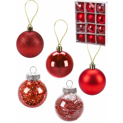 Новогоднее украшение Набор ёлочных шаров "Ожидание" 12 шт 6 см, красный НШ-1508