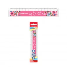 Линейка с выемкой пластиковая ErichKrause® Flower Scooter, 15см, во флоупаке 55484