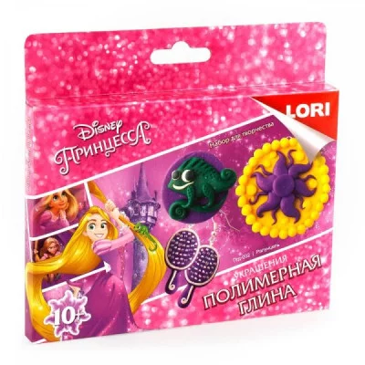 Набор для изготовления игрушки из  полимерной глины Lori, картонная упаковка, Disney. Украшения "Рапунцель" Пгд-002