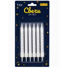 Свечи для торта на подставках "Серебристые звездочки" 0.7*7 + 2см 6шт С-2015