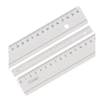 Линейка бесцветная, прозрачная, 40 см СТАММ C02587