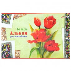 Альбом 24л обл мелов карт Букет из тюльпанов С4587-03 Аль2600