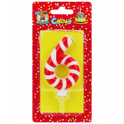 Свеча для торта Конфетка Цифра 6 С-8280