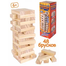 Игра "Башня.Высотка классическая"высота 24см,размер бруска:15*25*75 мм,48 эл.,в коробке(Арт.ИН-9650) ИН-9650