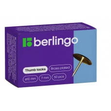 Кнопки канцелярские/гвоздики Berlingo, омедненные 10мм, 50шт., карт. упаковка 116001