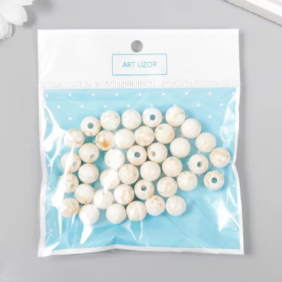 Бусины для творчества пластик "Шарики шамот беж" набор 20 гр d=1 см 6301284