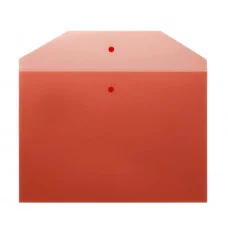 Папка-конверт на кнопке СТАММ А4, 120мкм, пластик, прозрачная, красная 355649