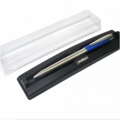 Ручка в футляре BV-161 INTELLIGENT 0,7мм Серебро с синим корп, поворотный мех, в пл футляре 309374