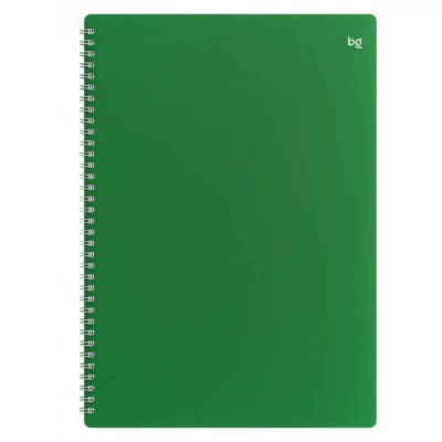 Тетрадь 48л., А4 клетка на гребне BG "Base", пластиковая обложка, зеленый 378832