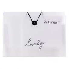 Папка-картотека на пуговице  Alingar, A4, "Lucky", 325х235х20 мм, 500 мкм,13 отделений, наклейки-разделители, прозрачная, матовая, текстура AL11379