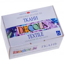 Краска по ткани акрил набор 6цв*20мл ЗХК Decola 4141025 (2941025) 1841749