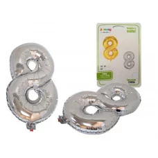 Шар воздушный фольга 45см ПВХ "Цифра 8" серебряный е/п JOSEF OTTEN 2634-8 412985