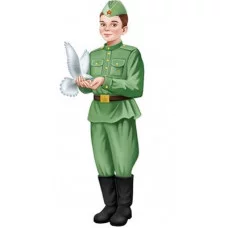 Плакат вырубной А3. Мальчик с голубем в военной форме. Двухсторонний.- группа Профессии 00-00018343 Ф-15573 4630112038323