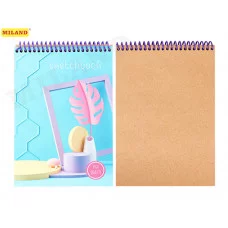 Скетчбук А5 "Абстрактность" (жест подложка, на спирали, 50л, крафт блок) 50-1690