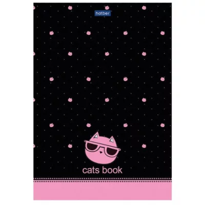 Блокнот А5 146х205 мм 50 л. склейка, ламинированная бумага, в точку, HATBER Premium, CATs, 50Б5лA9к 113087