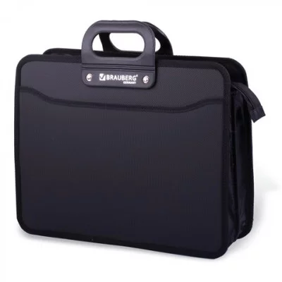 Портфель пласт. BRAUBERG ПРЕМЬЕР А4 390*315*120 мм, 3 отделения, на молнии, черный, 223082