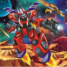 Холст с красками 20х20 по номер. в кор.  (цв.13)  Робот в космосе (Арт. ХК-8774) ХК-8774