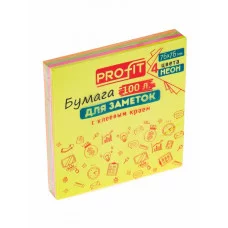 Бумага для заметок с клеевым краем 4 ЦВЕТА ЗБ-5576 76х76 мм, 100л, неон ТМ Profit