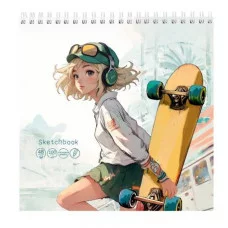 Скетчбук 48л. АКТИВНЫЙ ОТДЫХ 48-1278 гребень мяг.обл. б/о с жесткой подложкой 100гм2 190х190 мм