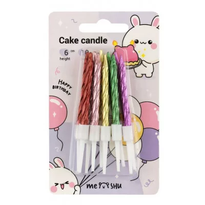 Свечи для торта с держателями MESHU "Mini", ассорти, 6см, 10шт 364812