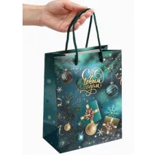 Dream cards Пакет подарочный с мат.лам. и тис.фол.18х23х10 см (M) Новогодние подарки 190г ППК-2301