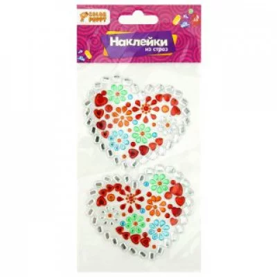 Наклейки из страз "Сердца", 9,5*15,5см 95400