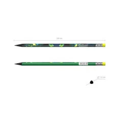 Чернографитный карандаш пластиковый ErichKrause Garden Pet трехгранный с ластиком НВ  62772