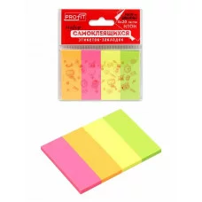 Набор самоклеящихся этикеток-закладок (ЗС-1559) 50х20 мм, 4 цв.блока по 20л.неон ТМ"Profit" ЗС-1559
