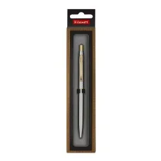 Ручка шариковая Luxor "Sterling" синяя, 1,0мм, корпус хром/золото, кнопочный механизм, футляр 374731