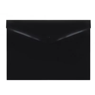 Папка-конверт на кнопке СТАММ А4, 150мкм, непрозрачная, черная 363226