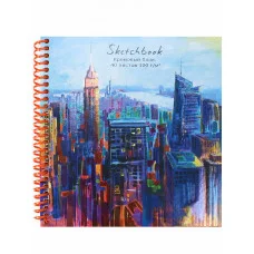 Скетчбук 40л. МЕГАПОЛИС В КРАСКАХ 40-3799 7БЦ цв.спиральтвин-лак хол.фольга 165х165мм