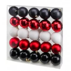Набор ёлочных шаров 25 шт Мечта 6 см красный черный белый НУ-4193