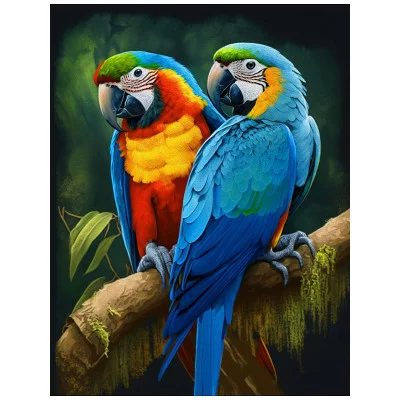 Алмаз мозаика (клас.) 30х40 см, с подр., с полн. заполн. (28 цв.) Голубые ара (Арт. НД-8582)