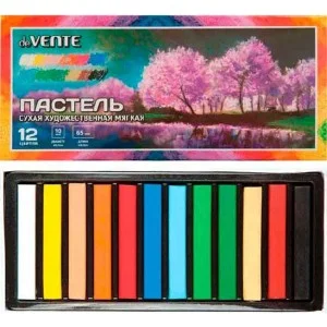 Пастель сухая художественная мягкая "deVENTE" 12 цветов, квадратное сечение 65x10 мм, 8172804