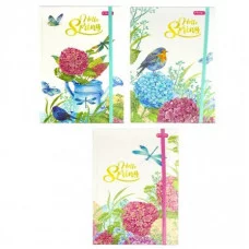 Записная книжка А5, Yalong, 7БЦ, ламинация, глиттер, на резинке, ассорти клетка, 96 л, Hello Spring YL-PJB-A542