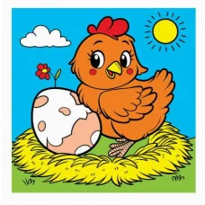 Холст с красками 15х15 см. Курочка Ряба ХК-0430
